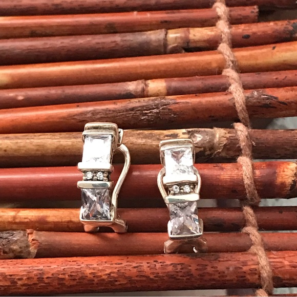 Silpada Sterling Silver Cubic Zirconia Clip on Hoop Earrings - Picture 3 of 7